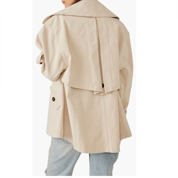 Free People NWT Solid Highands swing coat short trench coat Size: M - Picture 3 of 4